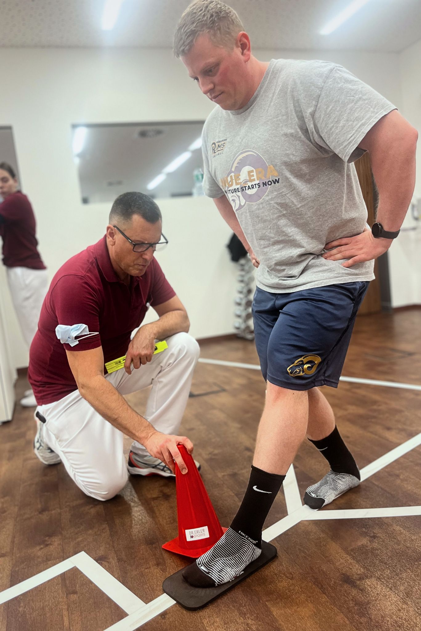 Ein RAMS Spieler bei einer Sporttestung im DR. ERLER SPORTS. 